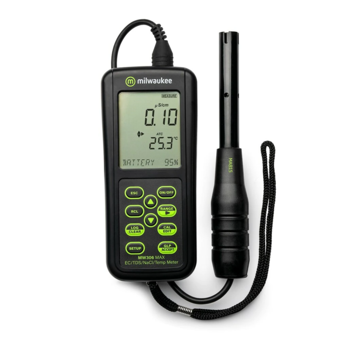 Milwaukee MAX Waterproof EC/TDS/NaCL/Temp Logging Portable Meter