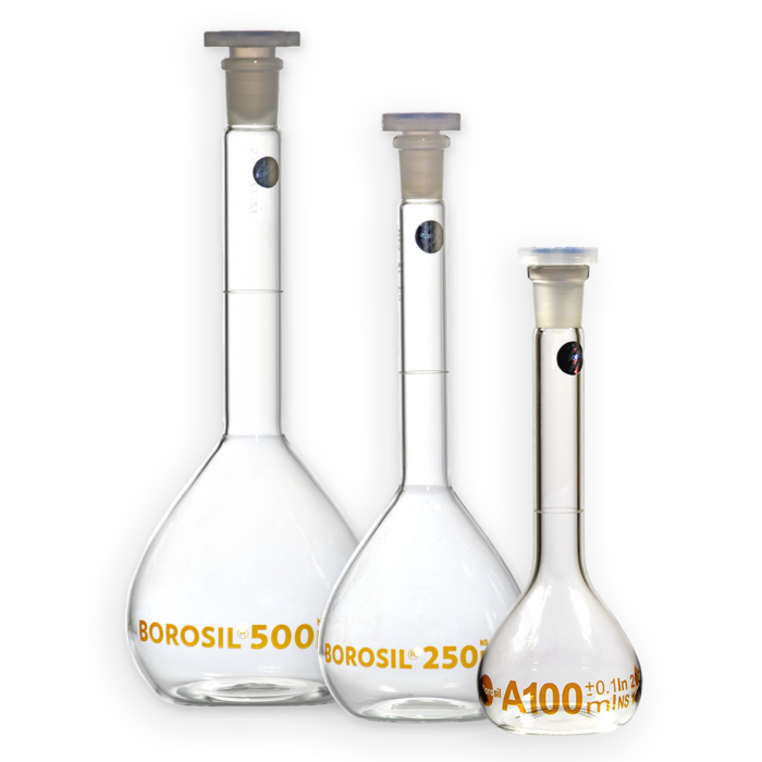 Volumetric Flasks. Clear Glass